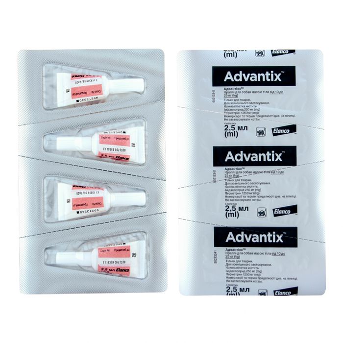 Краплі на холку Elanco | Bayer - Advantix від 10 до 25 кг, 4 піпетки - masterzoo.ua