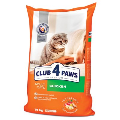 Сухой корм для взрослых кошек Club 4 Paws Premium 14 кг - курица - masterzoo.ua