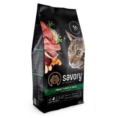 Сухий корм для дорослих вибагливих котів Savory 2 кг (індичка та качка) - masterzoo.ua