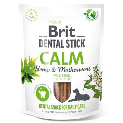 Ласощі для собак Brit Dental Stick Calm 251 г 7 шт - конопля та пустирник - masterzoo.ua