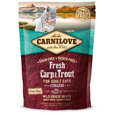 Сухий корм для стерилізованих котів Carnilove Fresh Carp & Trout 400 г - риба - masterzoo.ua