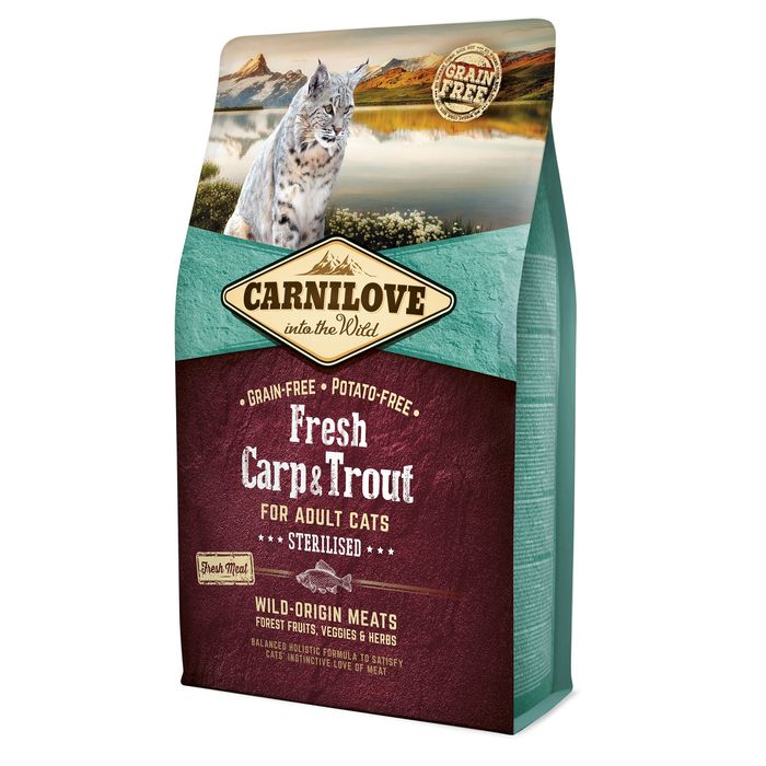Сухой корм для стерилизованных кошек Carnilove Fresh Carp & Trout 2 кг - рыба - masterzoo.ua
