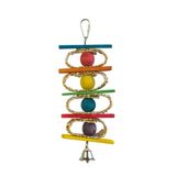 Іграшка для птахів TOPAN намистини плетені із соломи та дзвіночок 25 x 10 см