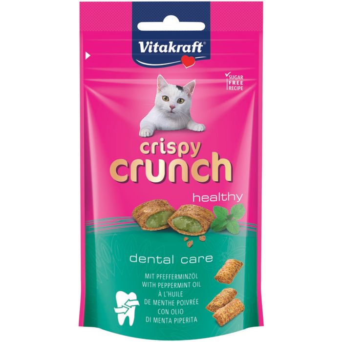 Лакомство для котов Vitakraft Crispy Crunch подушечки для зубов 60 г (мята) - masterzoo.ua