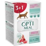Набір 3+1 вологий беззерновий корм для котів з чутливим травленням Optimeal, 340 г (індичка та ягня)