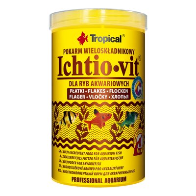 Сухой корм для аквариумных рыб Tropical в хлопьях «Ichtio-Vit» 1 л (для всех аквариумных рыб) - masterzoo.ua