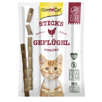 Ласощі для котів GimCat Sticks 4 шт. (домашня птиця) - masterzoo.ua