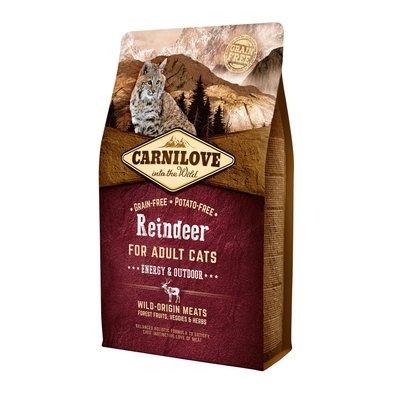 Сухий корм для активних котів Carnilove Cat Raindeer - Energy & Outdoor 2 кг - оленина та кабан - masterzoo.ua