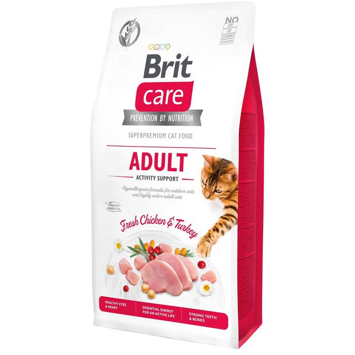 Сухой корм для кошек Brit Care Cat GF Adult Activity Support 7 кг - курица и индейка - masterzoo.ua