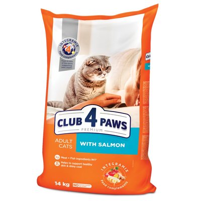 Сухий корм для дорослих котів Club 4 Paws Premium 14 кг - лосось - masterzoo.ua