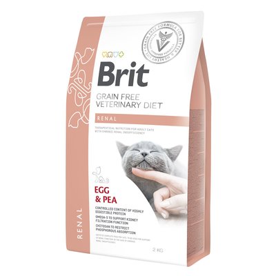 Сухий корм для котів, при захворюваннях нирок Brit GF Veterinary Diet Renal 2 кг - яйце - masterzoo.ua
