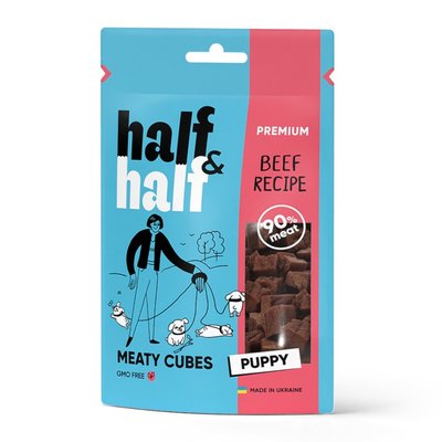 Ласощі для цуценят Half&Half Meaty Cubes Puppy 100 г - яловичина - masterzoo.ua