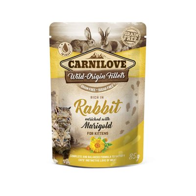 Влажный корм для котят Carnilove pouch 85 г - с кролик и календула - masterzoo.ua