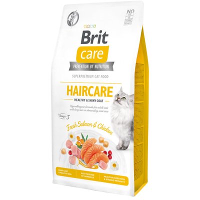 Сухой корм для кошек Brit Care Cat GF Haircare Healthy & Shiny Coat 7 кг - курица и лосось - masterzoo.ua