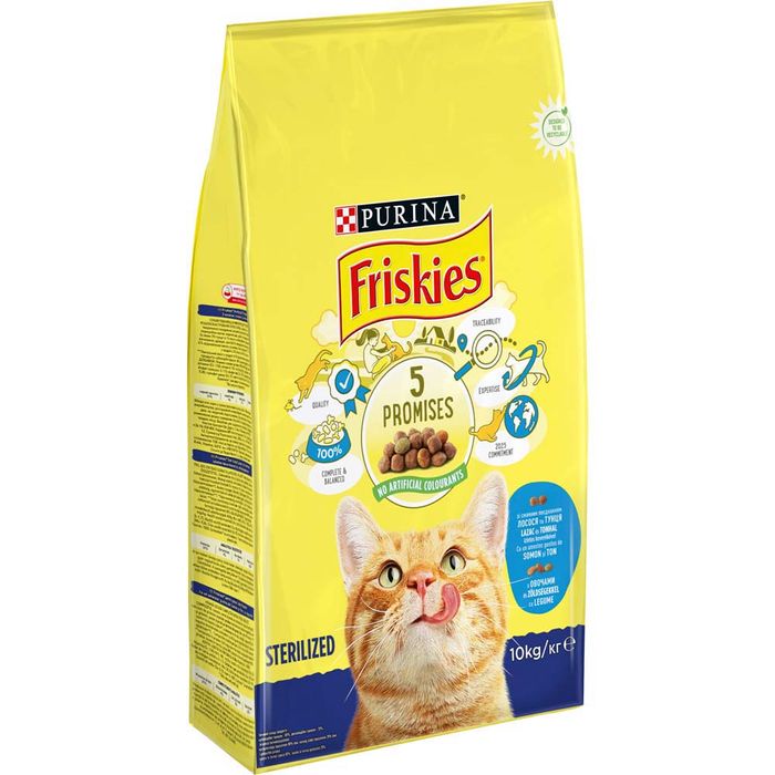Сухий корм для стерилізованих кішок Friskies 10 кг - лосось та овочі - masterzoo.ua