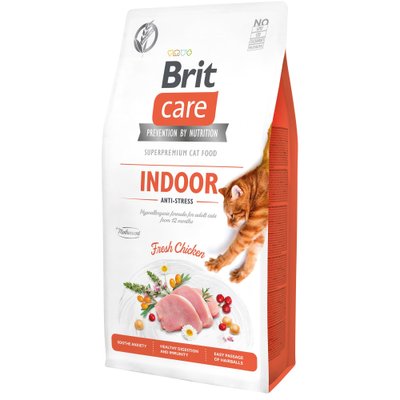 Сухий корм для котів, які мешкають в приміщенні Brit Care Cat GF Indoor Anti-stress 7 кг - курка - masterzoo.ua