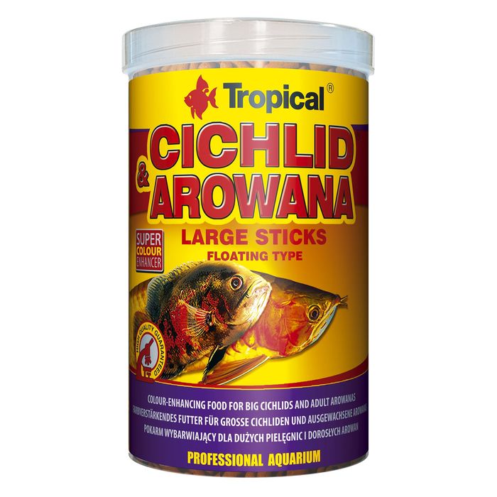 Сухий корм для акваріумних риб Tropical в паличках «Cichlid & Arowana Large Sticks» 1 л (для м'ясоїдних цихлід) - masterzoo.ua