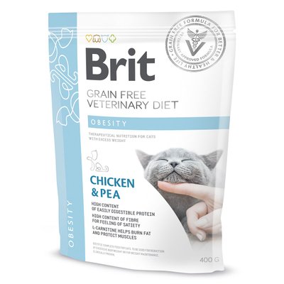 Сухий корм для котів, для зниження ваги Brit GF Veterinary Diet Obesity 400 г - курка - masterzoo.ua