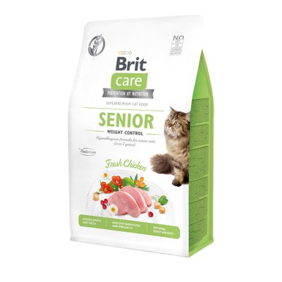 Сухой корм для пожилых кошек с лишним весом Brit Care Cat GF Senior Weight Control 400 г - курица - masterzoo.ua