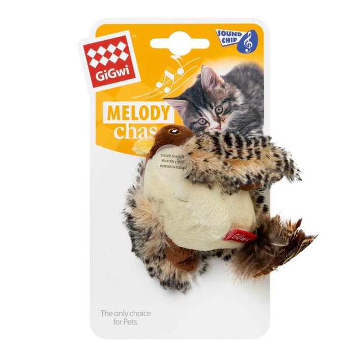 Игрушка для кошек GiGwi Melody Chaser Птичка со звуковым чипом и мятой | 13 см - masterzoo.ua