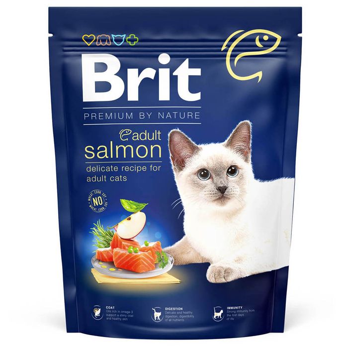 Сухой корм для котов Brit Premium by Nature Cat Adult Salmon 300 г - лосось - masterzoo.ua