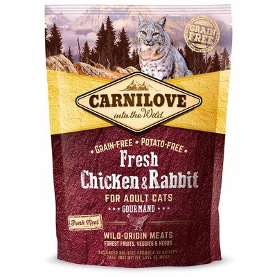 Сухий корм для дорослих котів Carnilove Fresh Chicken & Rabbit 400 г - курка та кролик - masterzoo.ua