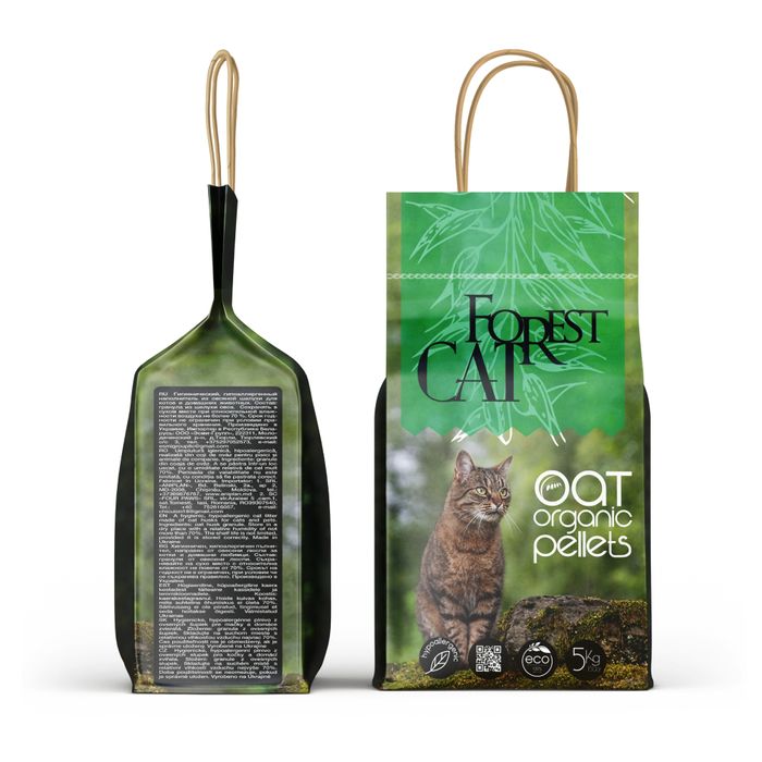 Наполнитель для кошачьего туалета Forest Cat Oat Organic Pellet 5 кг - овсяный - masterzoo.ua
