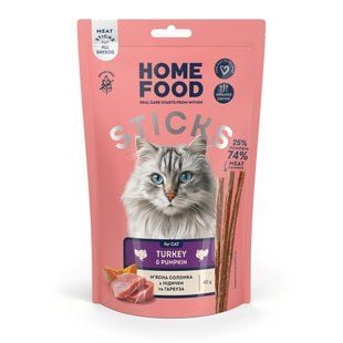 Лакомство для кошек Home Food Мясная соломка 40 г - индейка и тыква - masterzoo.ua