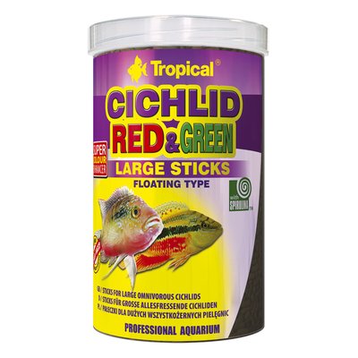 Сухий корм для акваріумних риб Tropical в паличках «Cichlid Red & Green Large Sticks» 1 л (для всіх цихлід) - masterzoo.ua