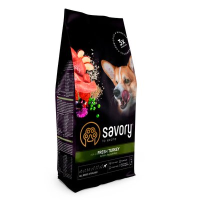 Сухой корм для стерилизованных собак всех пород Savory 1 кг (индейка) - masterzoo.ua