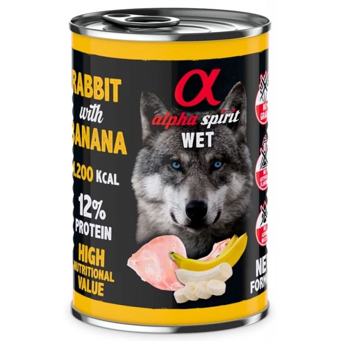 Влажный корм для собак Alpha Spirit Adult 400 г - кролик и банан - masterzoo.ua