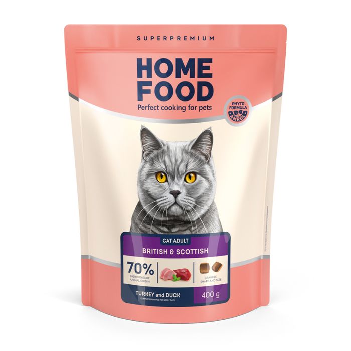 Сухий корм для котів Home Food  British & Scottish Adult 400 г - індичка та качка - masterzoo.ua