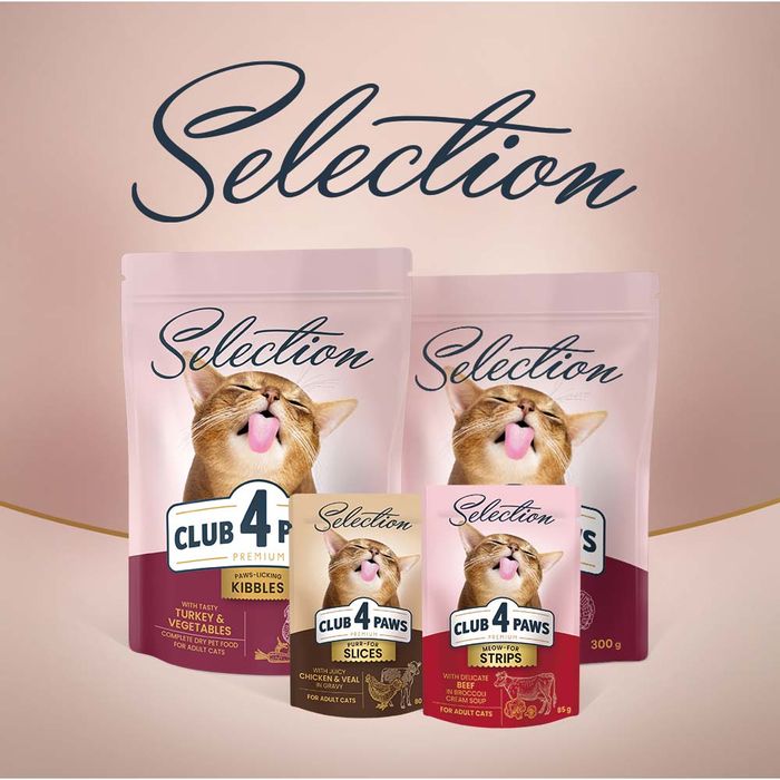 Влажный корм для котов Club 4 Paws Premium Selection 80 г (курица и телятина в соусе) - masterzoo.ua
