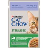 Вологий корм для стерилізованих котів Cat Chow Adult 85 г (ягня та квасоля)