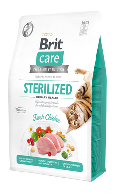 Сухой корм для стерелизованных кошек для поддержания мочевыделительной системы Brit Care Cat GF Sterilized Urinary Health 2 кг (курица) - masterzoo.ua