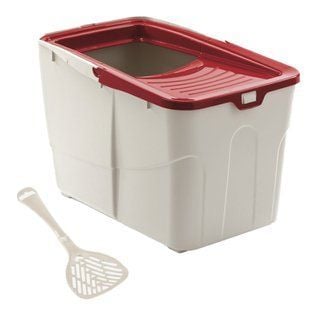 Туалет-бокс для кошек MPS Buxo Open 58x39x38,5 см - серо-красный - masterzoo.ua