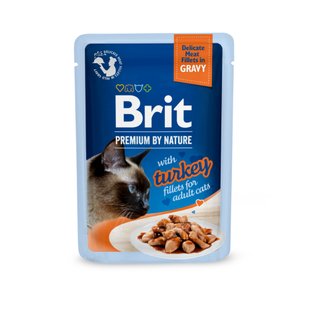 Вологий корм для котів Brit Premium Delicate Fillets in Gravy Turkey pouch 85 г - філе індички в соусі - masterzoo.ua