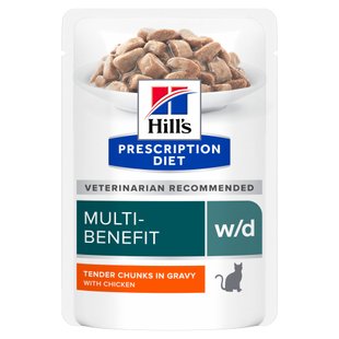 Влажный корм для кошек Hill's Prescription Diet Multi-Benefit w/d pouch 85 г - курица - masterzoo.ua