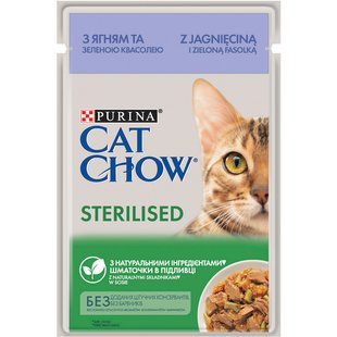 Влажный корм для для стерилизованных кошек Cat Chow Adult 85 г (ягнёнок и фасоль) - masterzoo.ua