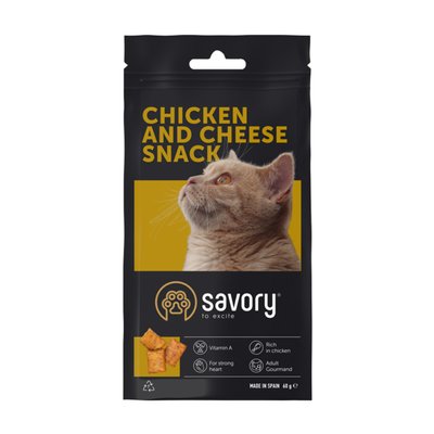 Ласощі для котів Savory Snack Chicken and Cheese 60 г (подушечки з куркою та сиром) - masterzoo.ua