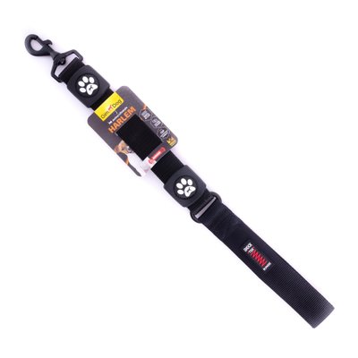 Поводок для собак GimDog HARLEM BUNGEE двухслойный нейлоновый с ручкой 55 см / 38 мм (чёрный) - masterzoo.ua