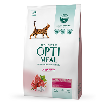 Сухий корм для дорослих котів Optimeal з високим вмістом телятини 4 кг (телятина) - masterzoo.ua