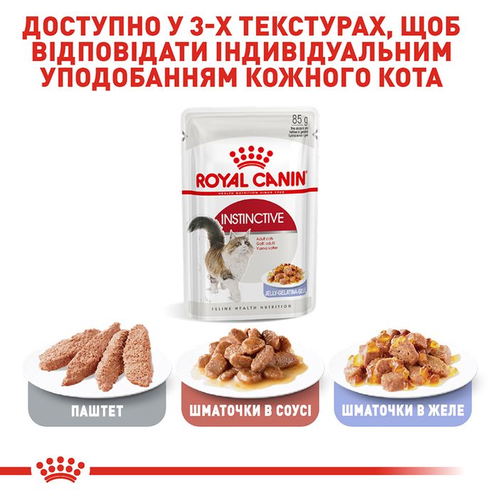 Вологий корм для котів Royal Canin Instinctive Jelly pouch 85 г, 9+3 шт - домашня птиця - masterzoo.ua