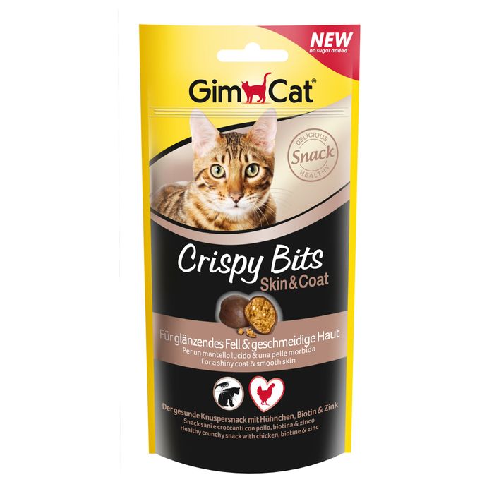 Лакомство для кошек GimCat Crispy Bits Skin & Coat 40 г (для кожи и шерсти) - masterzoo.ua