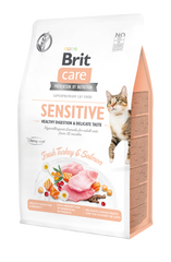 Сухой корм для привередливых кошек Brit Care Cat GF Sensitive HDigestion & Delicate Taste 400 г (индейка и лосось) - masterzoo.ua