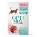 Вологий корм для дорослих котів Optimeal 85 г (телятина)