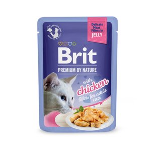 Влажный корм для котов Brit Premium Delicate Fillets in Jelly Chicken pouch 85 г - филе курицы в желе - masterzoo.ua