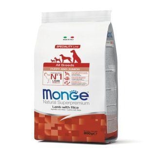 Сухий корм для цуценят Monge Monoprotein All Breeds Puppy and Junior 800 г - ягня та рис - masterzoo.ua
