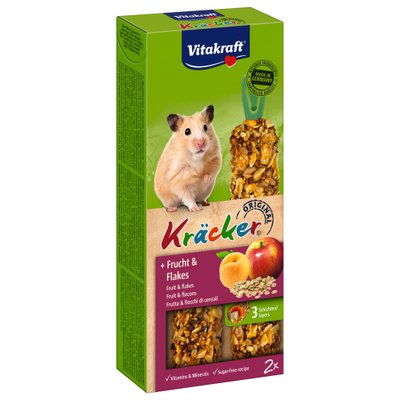 Лакомство для хомяков Vitakraft «Kracker Original + Frucht & Flakes» 112 г / 2 шт. (фрукты и хлопья) - masterzoo.ua