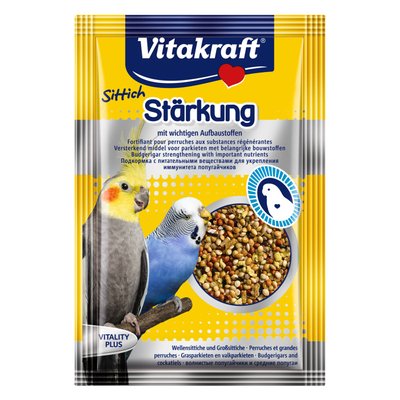 Вітаміни для хвилястих та середніх папуг Vitakraft «Sittich Starkung» насіння 30 г (для імунітету) - masterzoo.ua